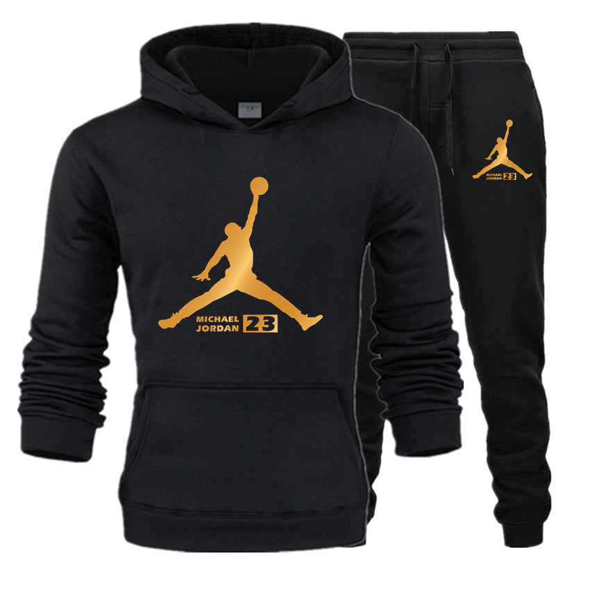 New Tracksuit Men Sportswear Set Fleece Hoodie Suit Jordan Letter Print Hombre Spring Autumn Winter Hoodie+Pants Set