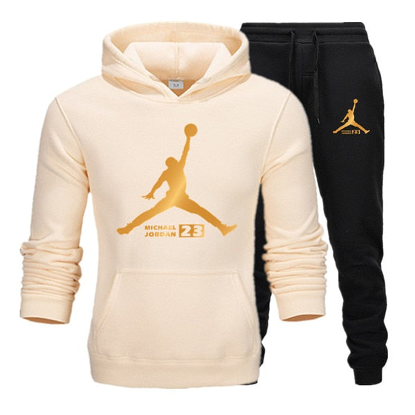 New Tracksuit Men Sportswear Set Fleece Hoodie Suit Jordan Letter Print Hombre Spring Autumn Winter Hoodie+Pants