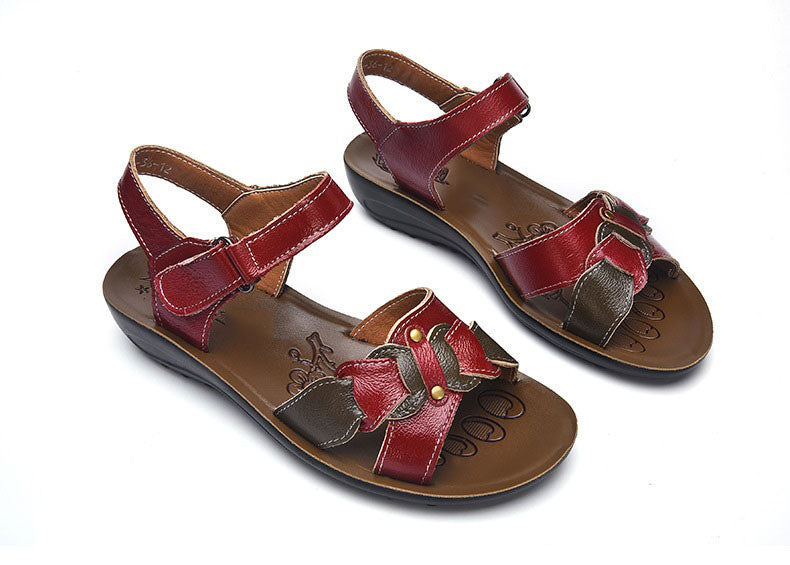 Casual Genuine Leather Sandals Women Wedge Sandals Platform Summer Shoes Ladies Sandalias Beach Shoes Chaussures Femme - Sheseelady
