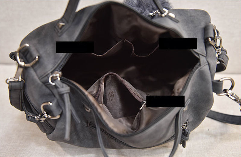 Hot Vintage Nubuck Leather Top-Handle & With Hair Ball Tassel Bag - Sheseelady