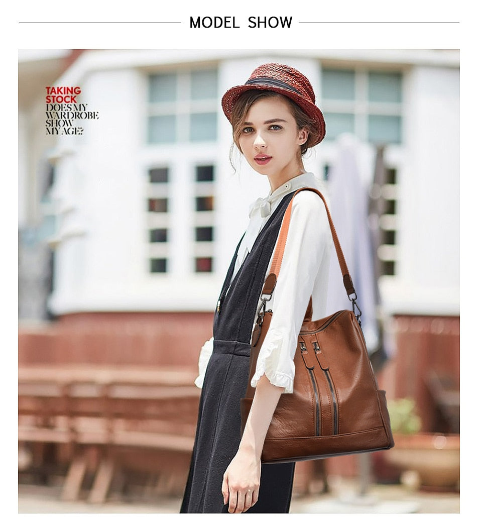 New Pu Leather Large Capacity And Multi-Function Casual Backpack