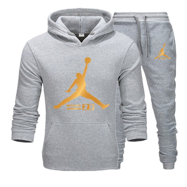 New Tracksuit Men Sportswear Set Fleece Hoodie Suit Jordan Letter Print Hombre Spring Autumn Winter Hoodie+Pants