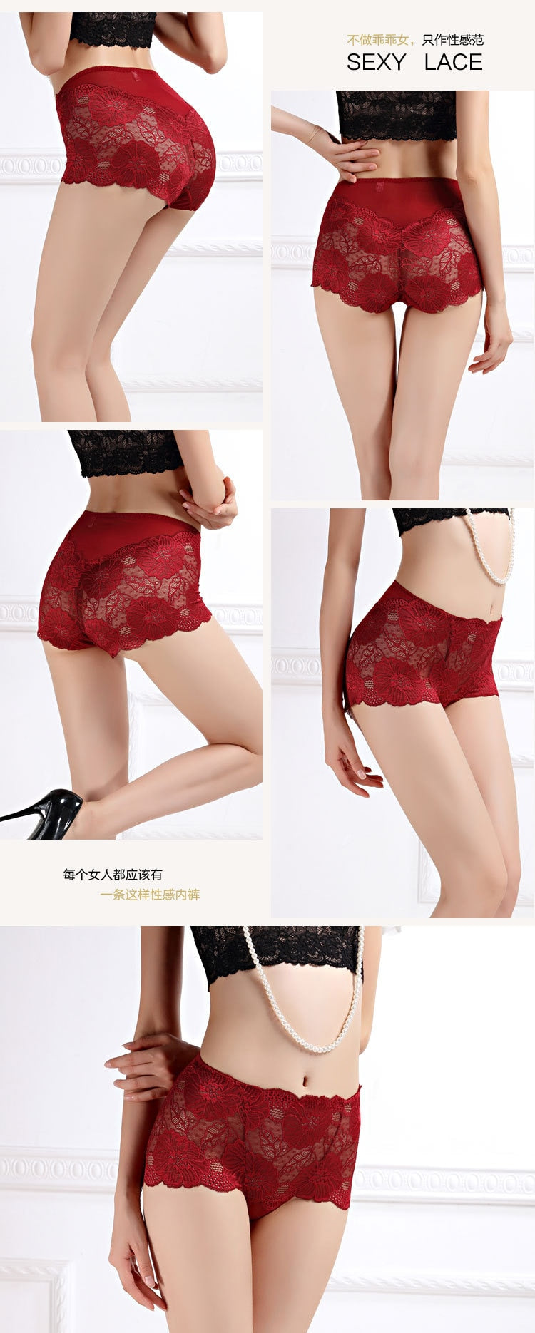 Sexy Hollow Out Floral Embroidery Lace Briefs Women With L-5Xl For Ladies