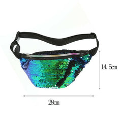Fashionable Waterproof Female Leather Waist Packs With Sequin