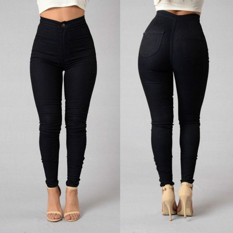 Candy Color Skinny Jeans Woman White Black High Waist Render Jeans Vintage Sexy Long Pants Femme Casual Pencil Pants Denim Jeans