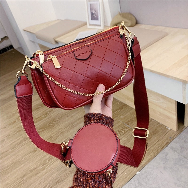 Wild Messenger Bags Female Fashion Letter Flap Plaid Chains Zipper Women's Casual Crossbody Bags