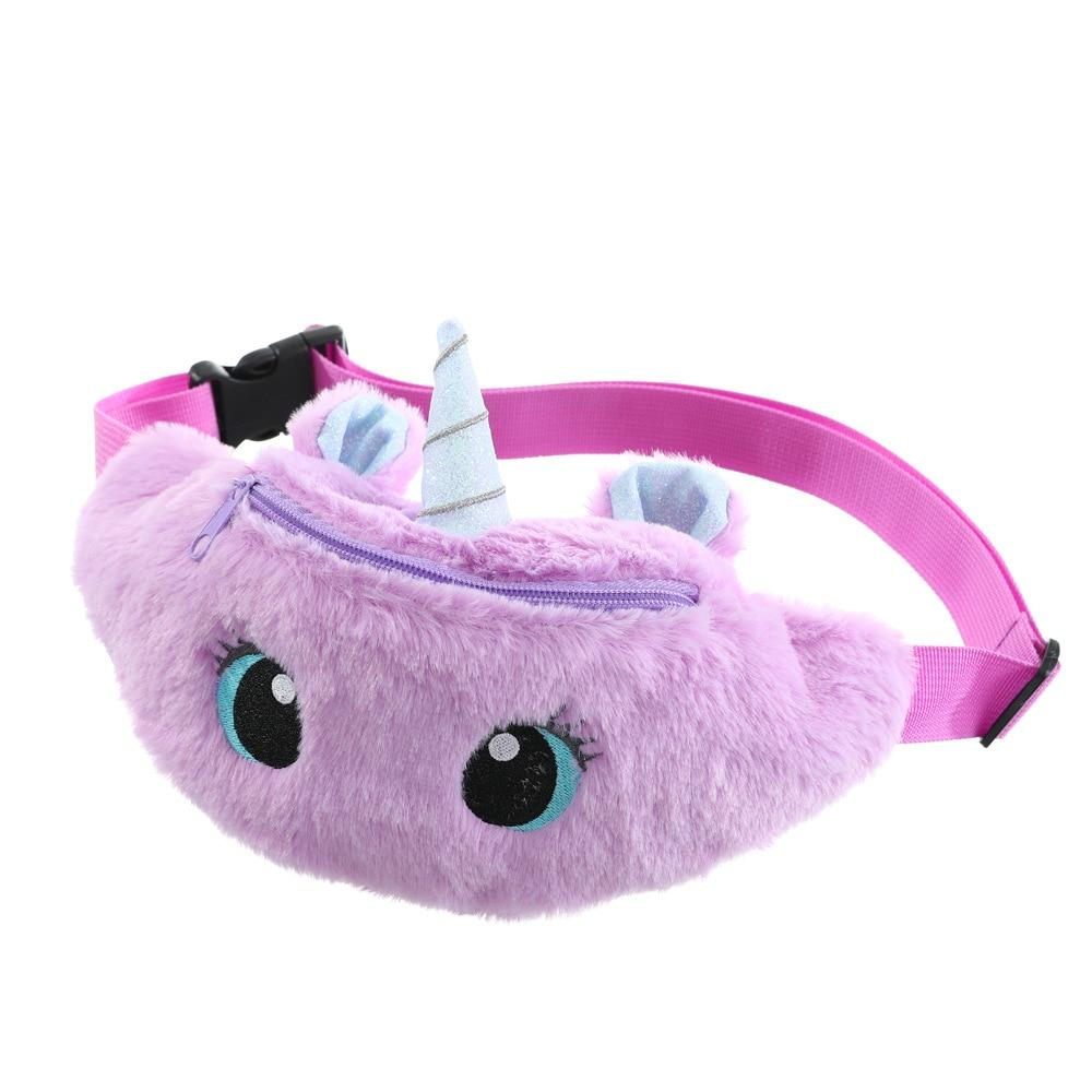 Fashionable Girls' Plush Waist Bag With Cute Unicorn Shape For Phone Coin