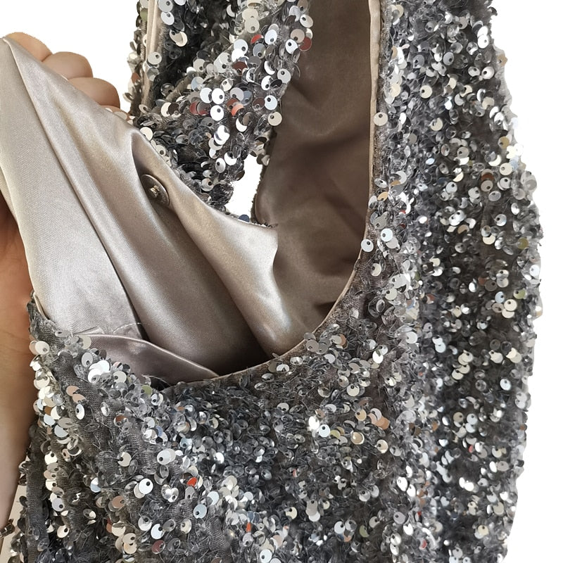 Women Fashion Sequins Shoulder Bag Large Capacity Female Glitter Beaded Tote Handbag Mermaid Sequins