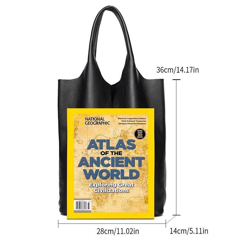 Luxury Casual Women's Soft Genuine Leather Tote Bags