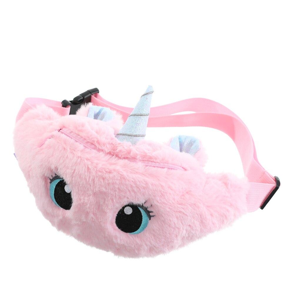 Fashionable Girls' Plush Waist Bag With Cute Unicorn Shape For Phone Coin