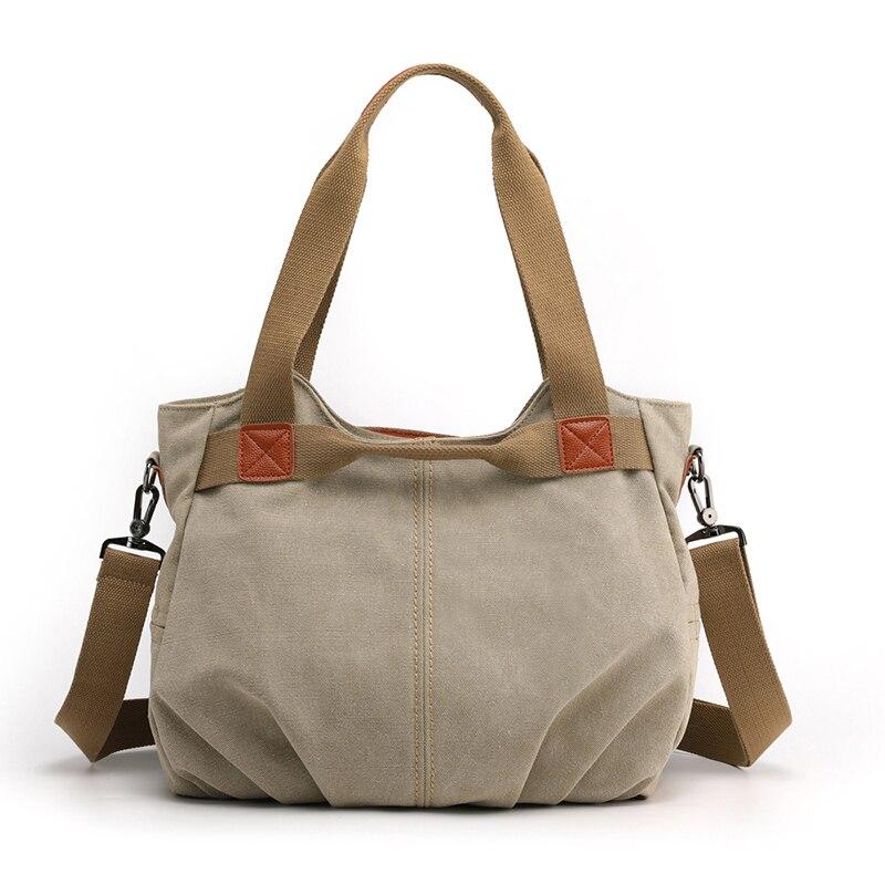 Trendy Casual Ladies' Zippered Canvas Shoulder Bags