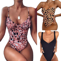 Sexy Women's High Cut Push Up Solid Monokini One Piece