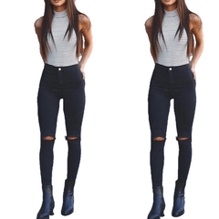 High Waist Skinny Fashion Boyfriend Jeans - Sheseelady