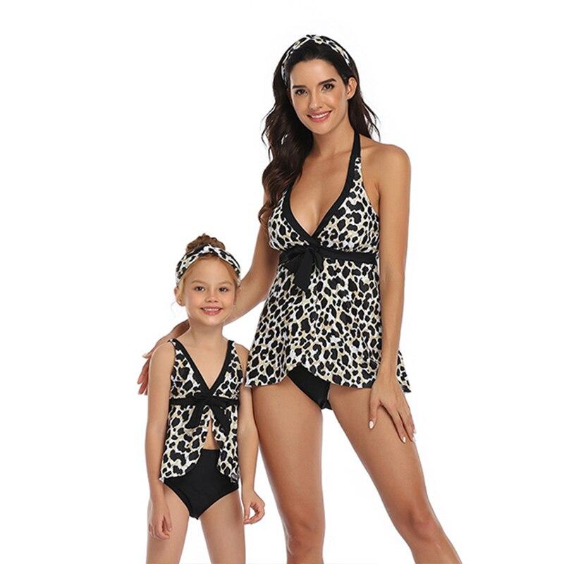 Fashionable High Waist Family Swimwear Two Piece For Hot Mom & Daughter