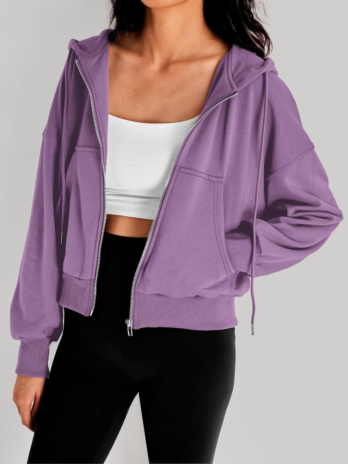 Women’s Full-Zip Hoodie with Fleece Lining – Cozy, Lightweight, Casual Fall and Winter Sweatshirt – Soft, Breathable Hoodie Jacket with Drop Shoulder & Slight Stretch