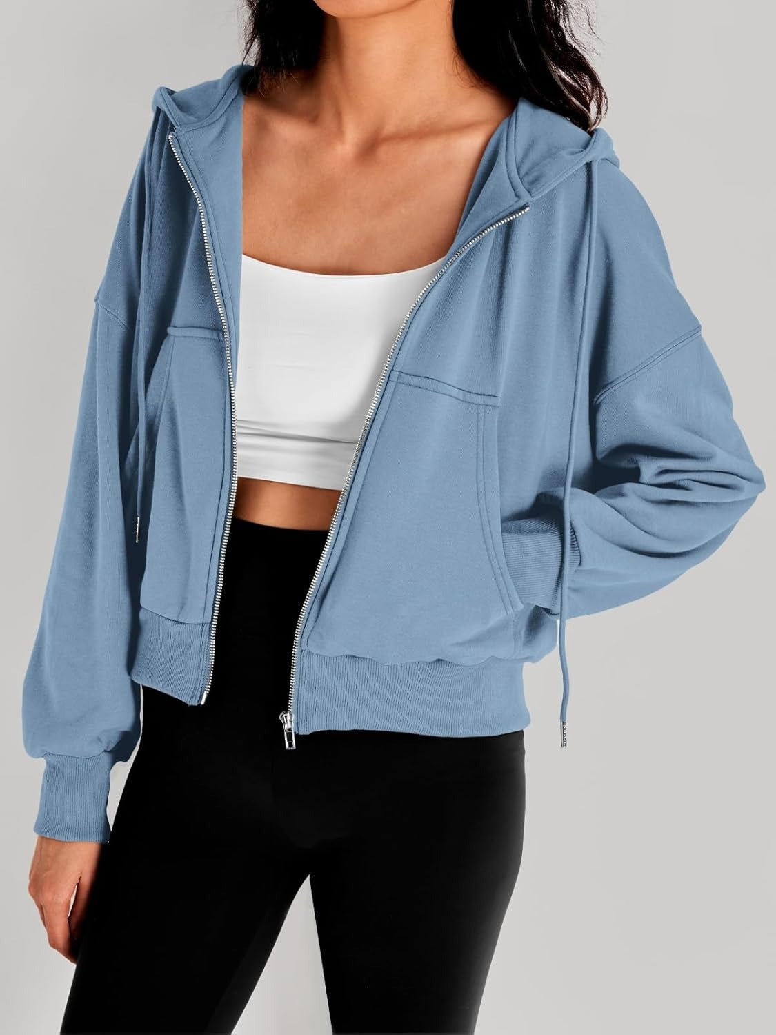 Women’s Full-Zip Hoodie with Fleece Lining – Cozy, Lightweight, Casual Fall and Winter Sweatshirt – Soft, Breathable Hoodie Jacket with Drop Shoulder & Slight Stretch