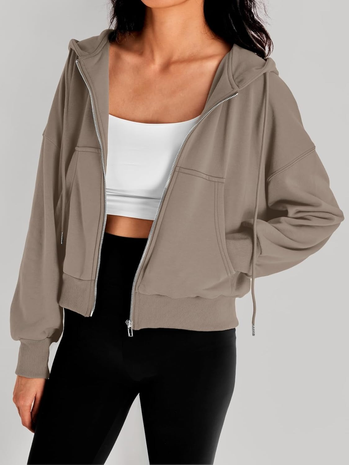 Women’s Full-Zip Hoodie with Fleece Lining – Cozy, Lightweight, Casual Fall and Winter Sweatshirt – Soft, Breathable Hoodie Jacket with Drop Shoulder & Slight Stretch