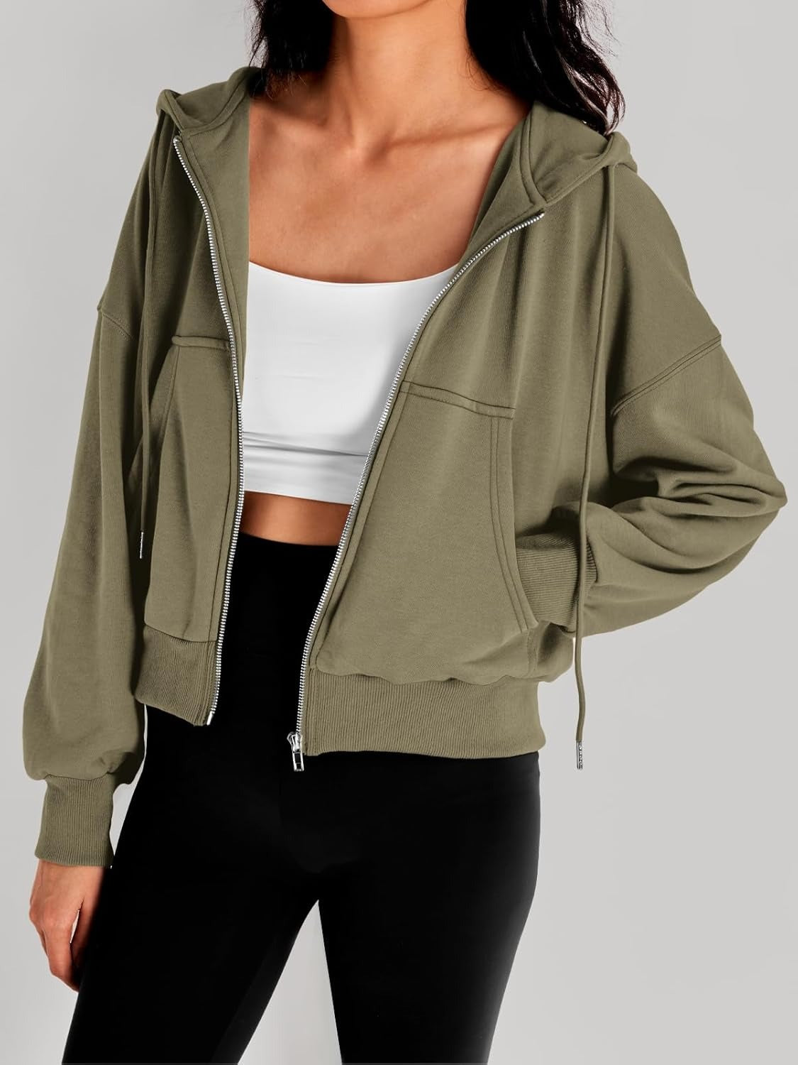 Women’s Full-Zip Hoodie with Fleece Lining – Cozy, Lightweight, Casual Fall and Winter Sweatshirt – Soft, Breathable Hoodie Jacket with Drop Shoulder & Slight Stretch