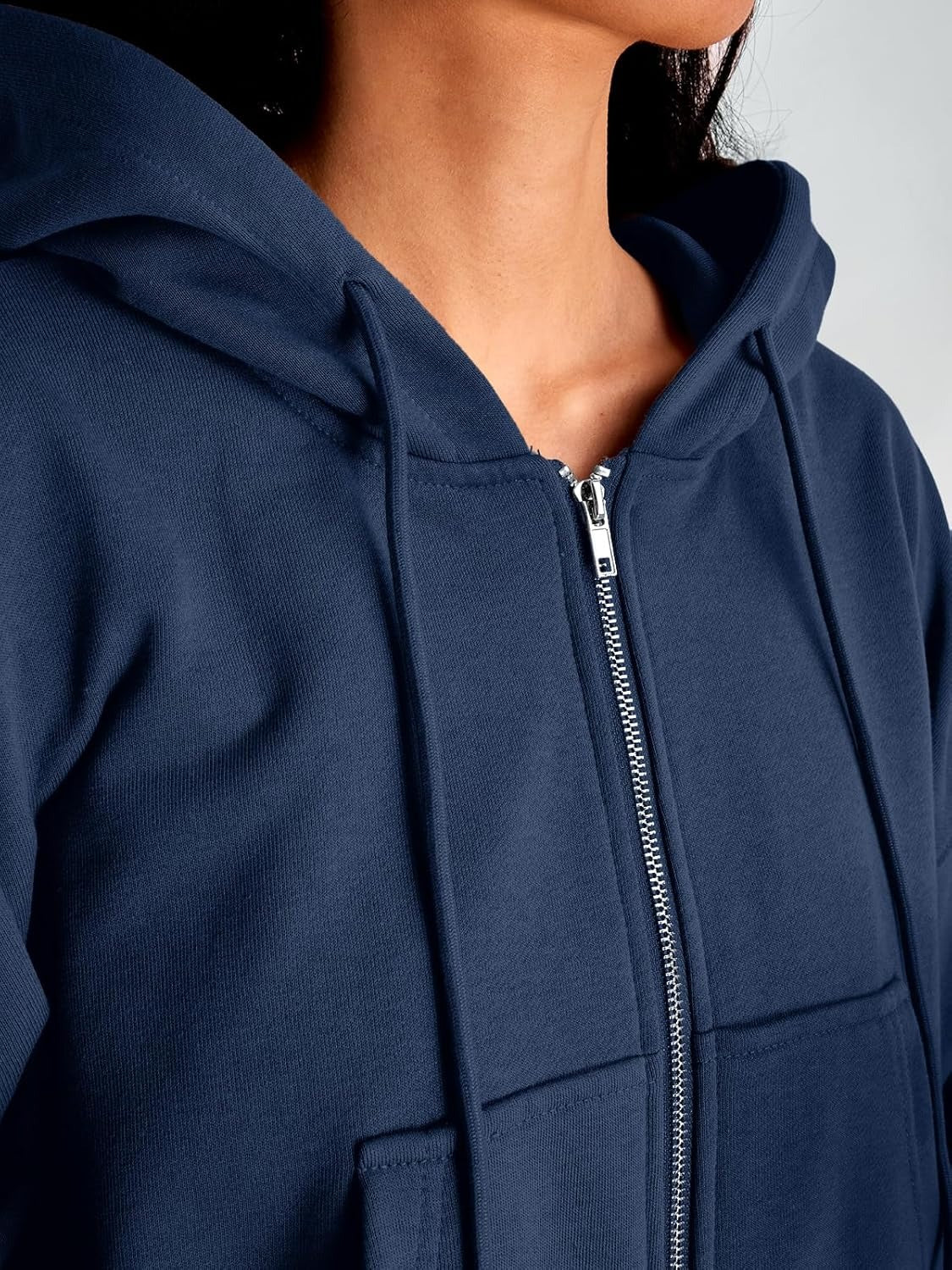Women’s Full-Zip Hoodie with Fleece Lining – Cozy, Lightweight, Casual Fall and Winter Sweatshirt – Soft, Breathable Hoodie Jacket with Drop Shoulder & Slight Stretch