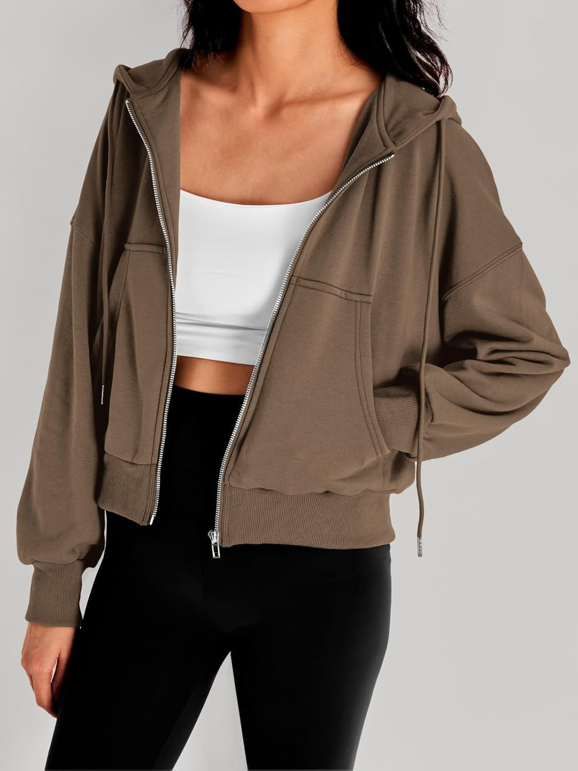 Women’s Full-Zip Hoodie with Fleece Lining – Cozy, Lightweight, Casual Fall and Winter Sweatshirt – Soft, Breathable Hoodie Jacket with Drop Shoulder & Slight Stretch