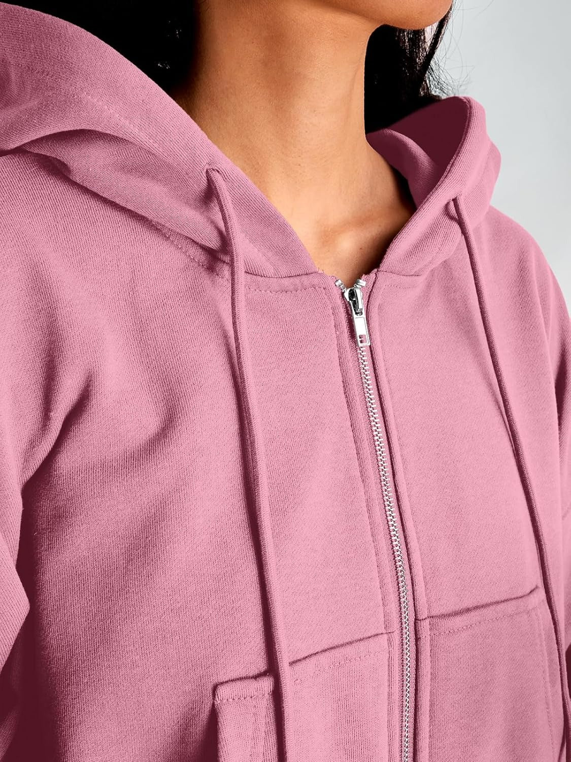 Women’s Full-Zip Hoodie with Fleece Lining – Cozy, Lightweight, Casual Fall and Winter Sweatshirt – Soft, Breathable Hoodie Jacket with Drop Shoulder & Slight Stretch