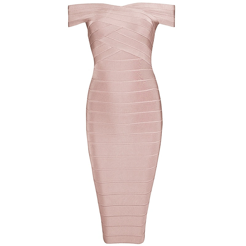Elegant Sexy Off Shoulder Bandage Dress - Sheseelady