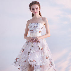 Elegant Strapless Pleat Lace Up High-Low Asymmetry Gown - Sheseelady