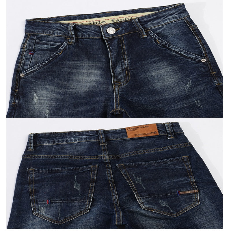 Classic Direct Stretch Dark Blue Casual Denim Pants - Sheseelady