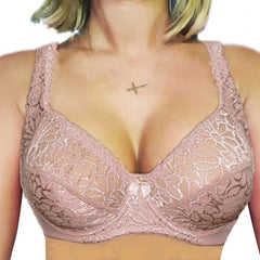 Lager Bosom Lace Perspective Bra For Womens Sexy Lingerie Underwire Embroidery Floral Bralette Plus Size Brassiere Top - Sheseelady