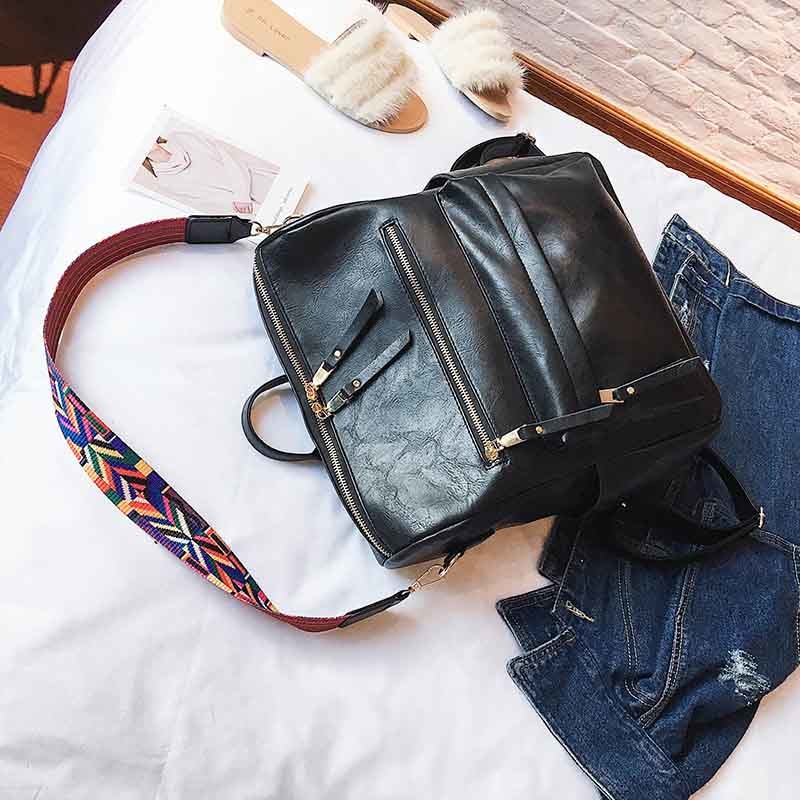 High Quality Pu Leather Rucksack Backpack With Silt Pocket - Sheseelady