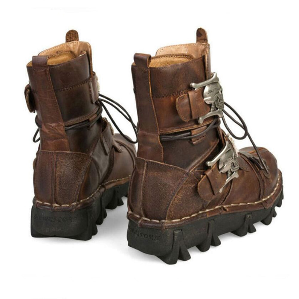 Men'S Cowhide Genuine Leather Motorcycle Boots