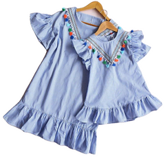 Mom And Daughter Nine Quarter Stripe Mini Dresses
