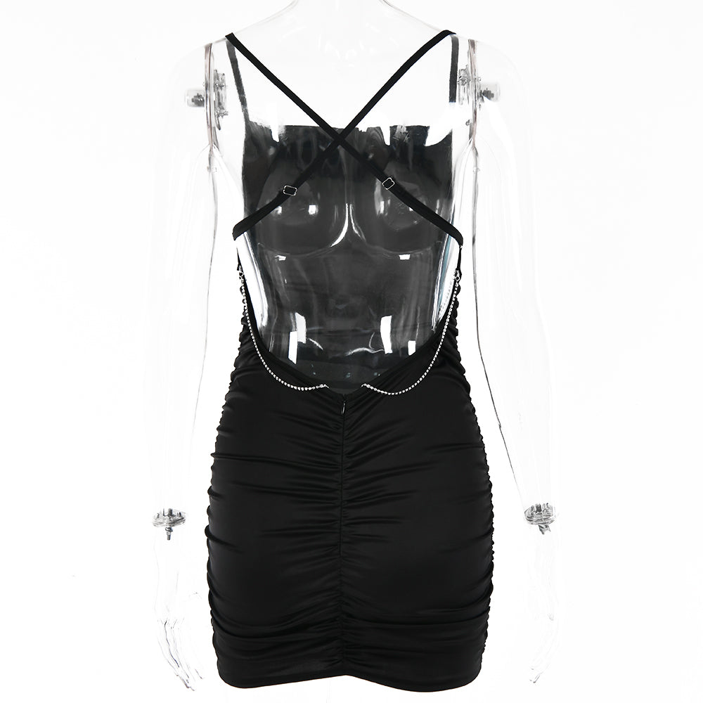 Silky Slim Backless Camisole Dress for Street Style