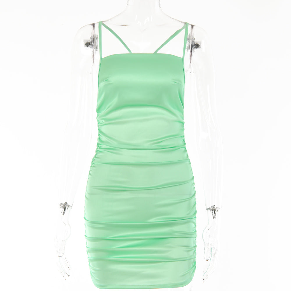 Silky Slim Backless Camisole Dress for Street Style