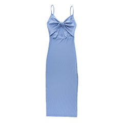 Chic European/American Split Sling Dress with Trendy Cut-out Design