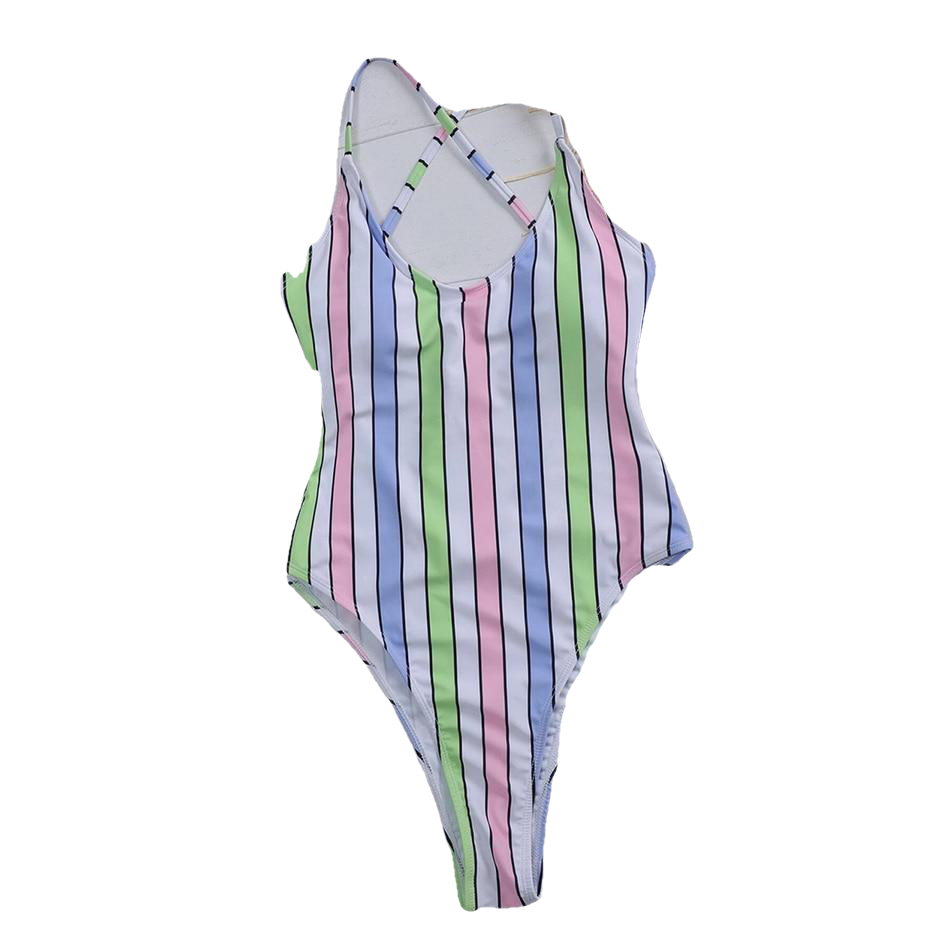 Sexy Women's Stripe Print Monokini Siwmsuits One Piece