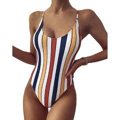 Sexy Women's Stripe Print Monokini Siwmsuits One Piece