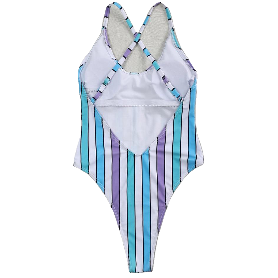 Sexy Women's Stripe Print Monokini Siwmsuits One Piece