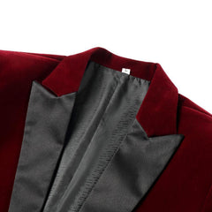 Men'S Fashion Autumn Velvet Wine Red Leisure Jacket