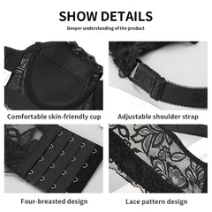 Trendy Sexy Ladies' Unlined Lace Push Up Bralette Plus Size