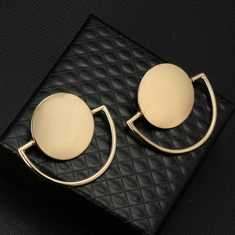 Punk Style Statement Female Geometric Shape Metal Dangle Earrings For Gifts
