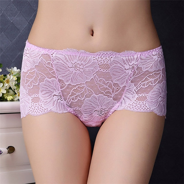 Sexy Hollow Out Floral Embroidery Lace Briefs Women With L-5Xl For Ladies