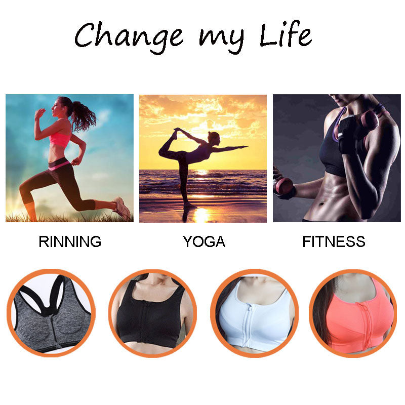 Hot Women Zipper Push Up Sports Bras Vest Underwear Shockproof Breathable Gym Fitness Athletic Running Yoga Bh Sport Tops - Sheseelady