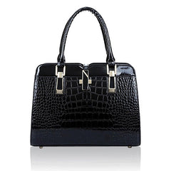 Women Crocodile Pattern Handbags Patent Leather Tote Shoulder Crossbody Bags