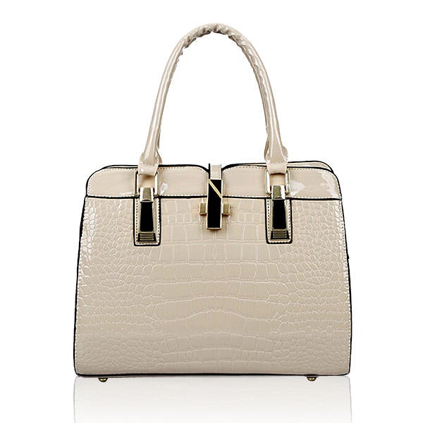 Women Crocodile Pattern Handbags Patent Leather Tote Shoulder Crossbody Bags