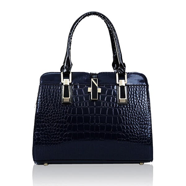 Women Crocodile Pattern Handbags Patent Leather Tote Shoulder Crossbody Bags