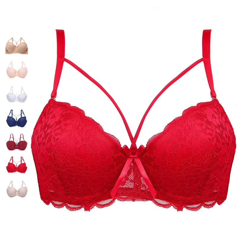 Bow Lace Bralette Brassiere Underwire Lingerie Racerback Floral Bras - Sheseelady