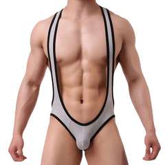 Wrestling Style Sexy Men's Patchwork Open Butt Loungewear