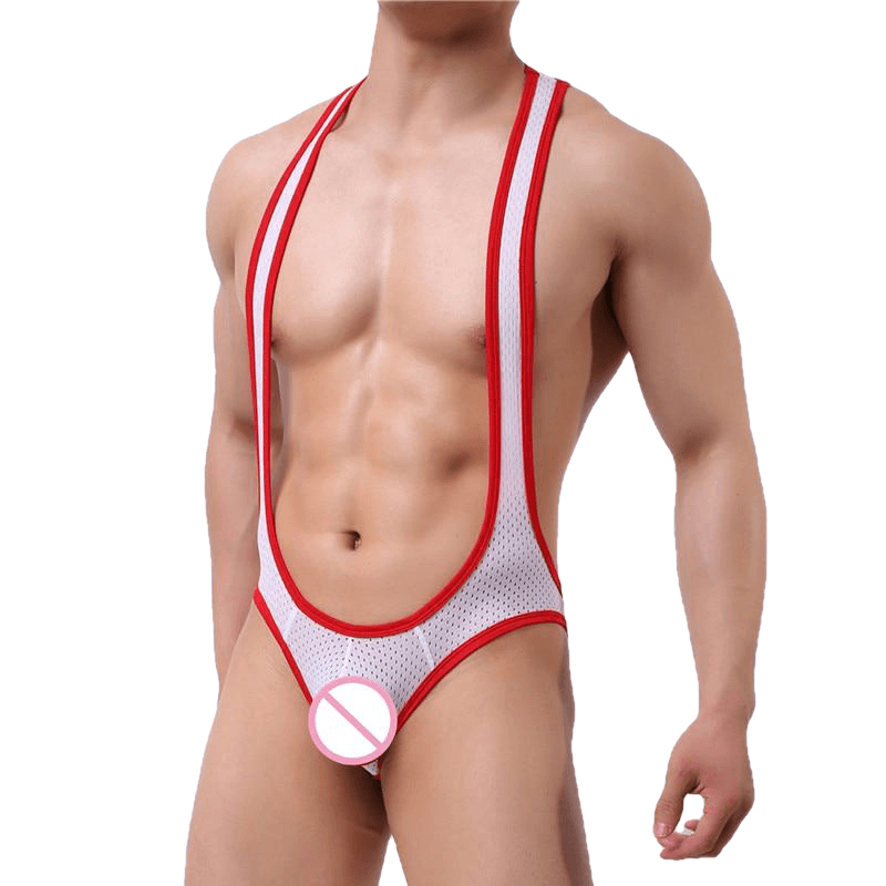 Wrestling Style Sexy Men's Patchwork Open Butt Loungewear
