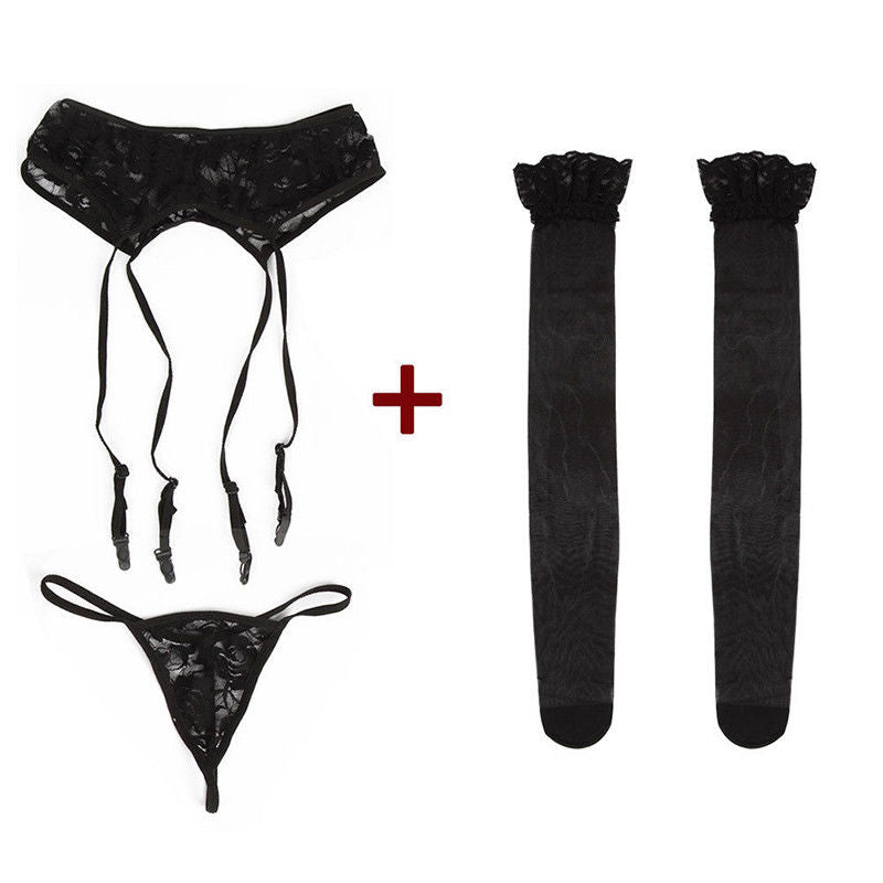 Fashionable Sexy Women's Babydoll Lace Stockings With Underwear & Belt